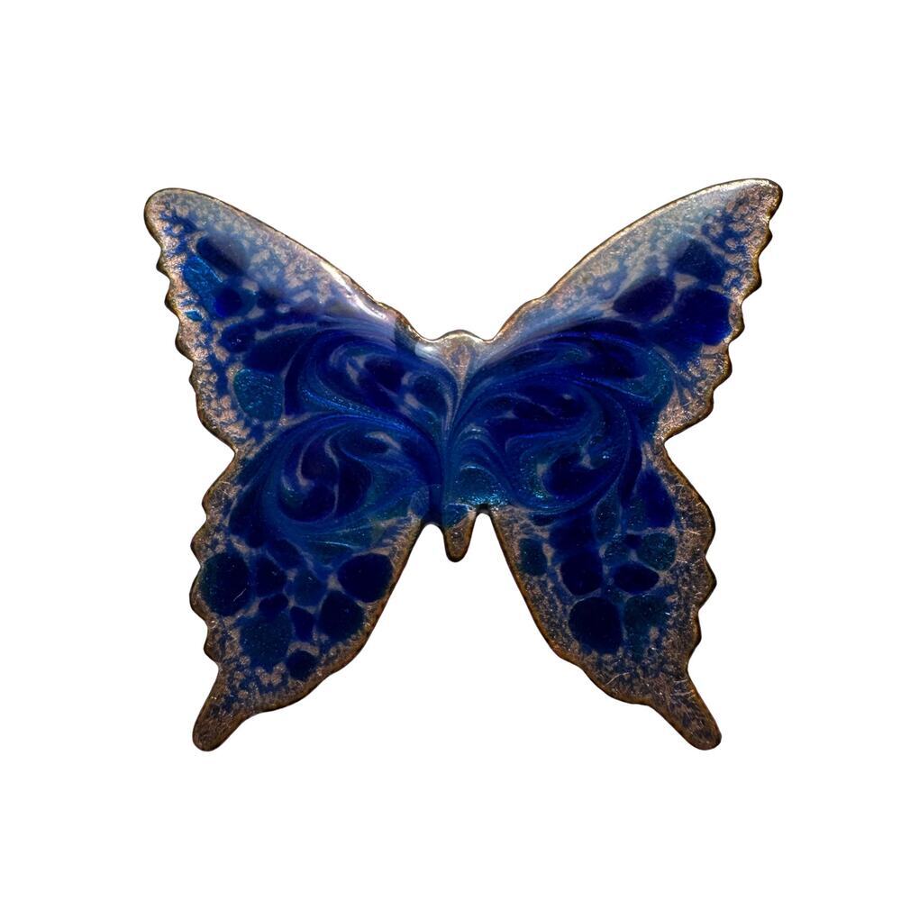 Vintage butterfly brooch pin enamel handmade